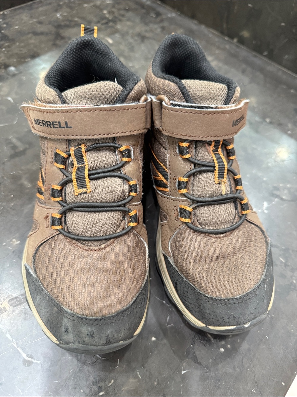 Boys Merrell Brown and Orange Kids Trail Sneakers/Ankle Hikers -2M
